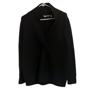 SOFT SURROUNDINGS Women's Black Medium Pullover V-Neck crossover Sweater
